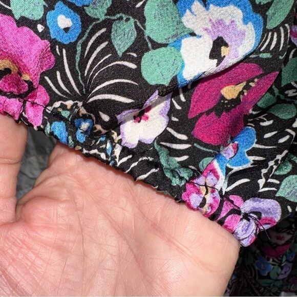 UMGEE Floral Mini Tunic Dress babydoll 3/4 elastic sleeve sz M - Picture 5 of 10